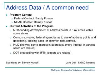 Address Data / A common need