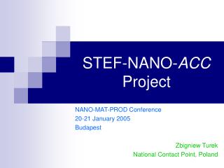 STEF-NANO- ACC Project