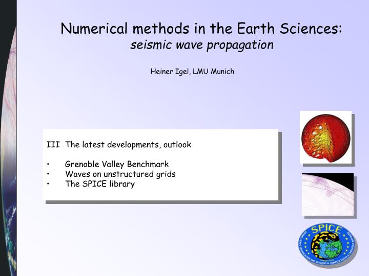 numerical methods in the earth sciences seismic wave propagation