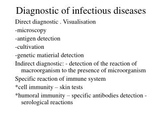 Diagnostic of infectious diseases