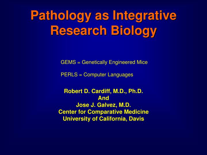pathology as integrative research biology