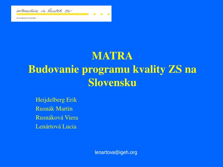 matra budovanie p rogramu kvality zs na slovensku