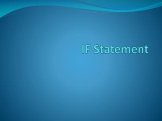 IF Statement