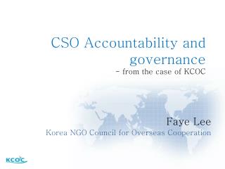 CSO Accountability and governance - from the case of KCOC