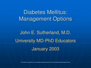 Diabetes Mellitus: Management Options