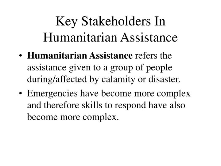 key stakeholders in humanitarian assistance