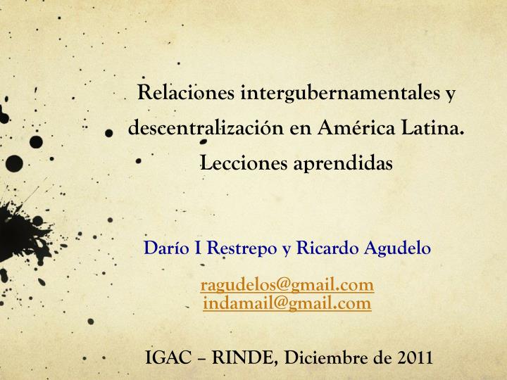 relaciones intergubernamentales y descentralizaci n en am rica latina lecciones aprendidas