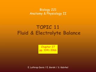 TOPIC 11 Fluid &amp; Electrolyte Balance