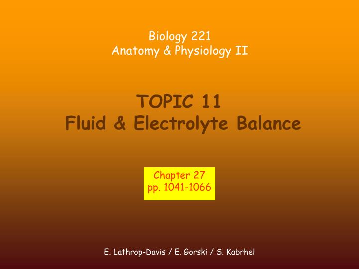 topic 11 fluid electrolyte balance