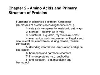 Chapter 2 - Amino Acids and Primary Structure of Proteins