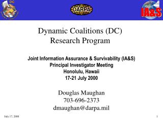 Dynamic Coalitions (DC) Research Program