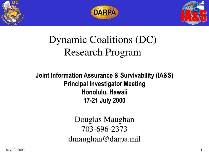 dynamic coalitions dc research program