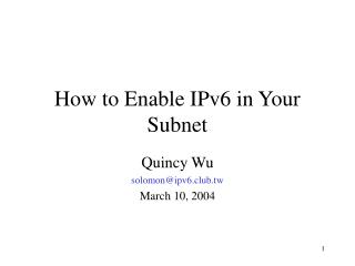 How to Enable IPv6 in Your Subnet