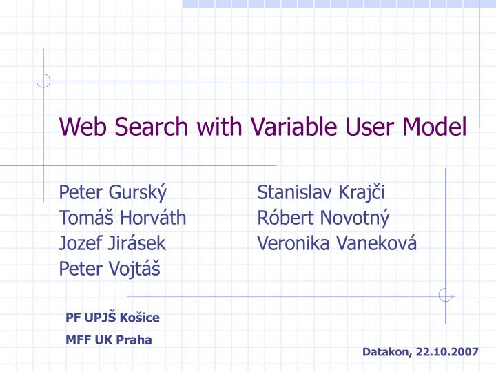 web search with variable user model