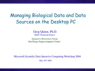 Managing Biological Data and Data