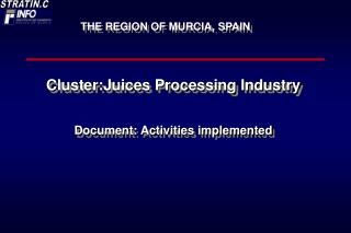 Cluster:Juices Processing Industry Document: Activities implemented