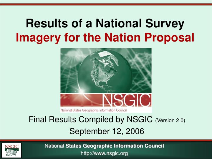 results of a national survey imagery for the nation proposal