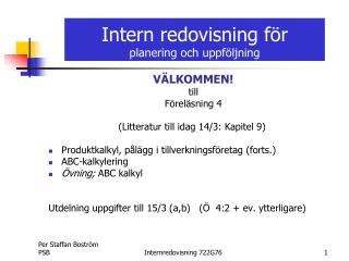 intern redovisning f r planering och uppf ljning