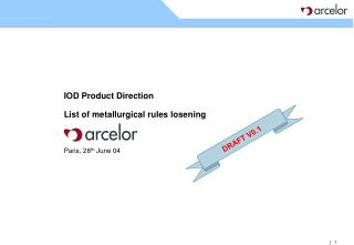 IOD Product Direction List of metallurgical rules losening Paris, 28 th June 04