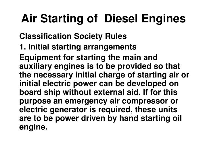 air starting of diesel engines