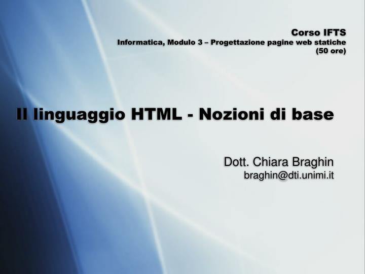 il linguaggio html nozioni di base