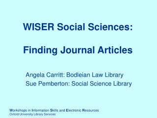 WISER Social Sciences: Finding Journal Articles