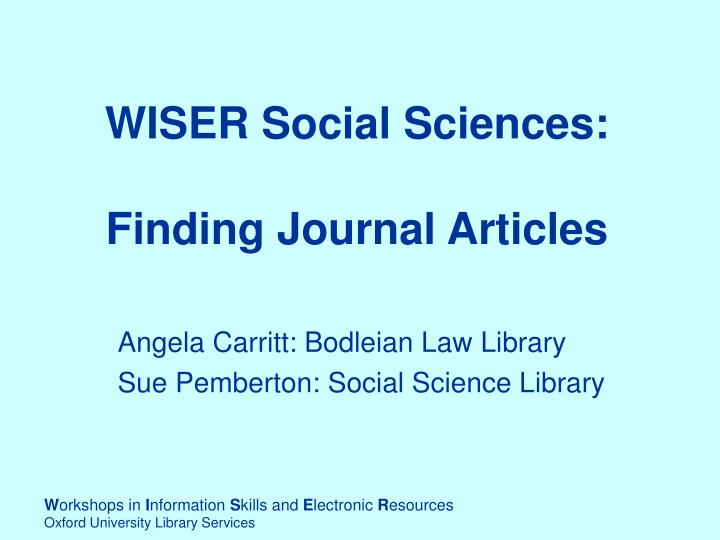 wiser social sciences finding journal articles