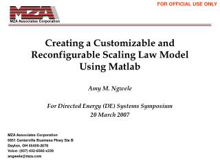 Creating a Customizable and Reconfigurable Scaling Law Model Using Matlab