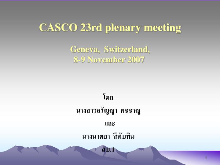 casco 23rd plenary meeting geneva switzerland 8 9 november 2007