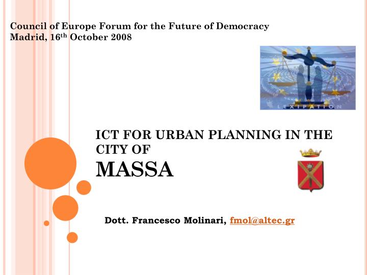 ict for urban planning in the city of massa