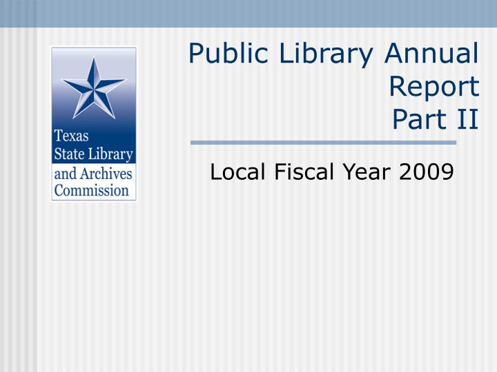 public library annual report part ii