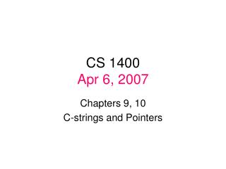 CS 1400 Apr 6, 2007
