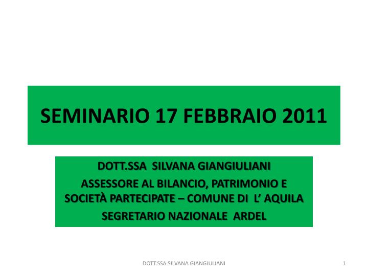 seminario 17 febbraio 2011