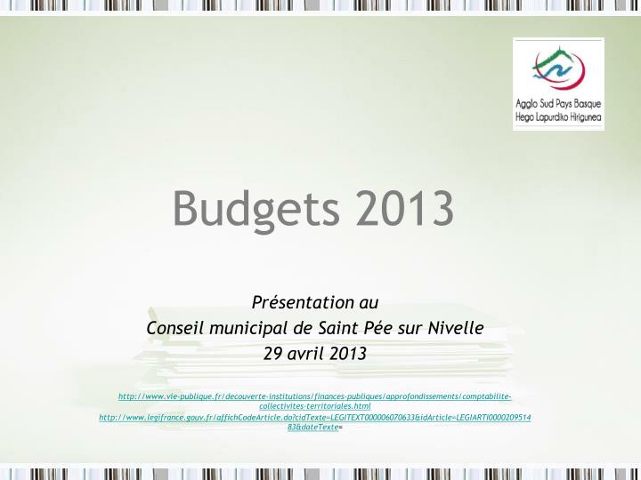 budgets 2013