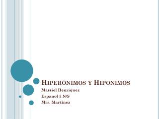 hiper nimos y hiponimos