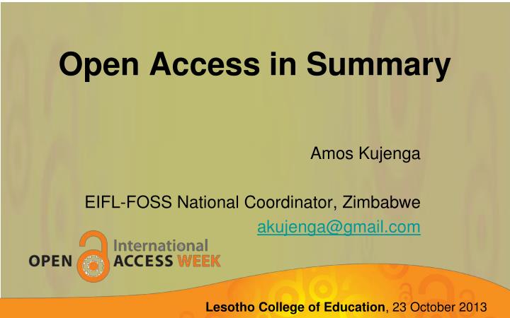 open access in summary