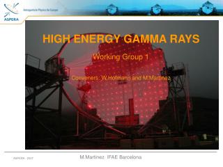 HIGH ENERGY GAMMA RAYS Working Group 1 Conveners: W.Hofmann and M.Martinez