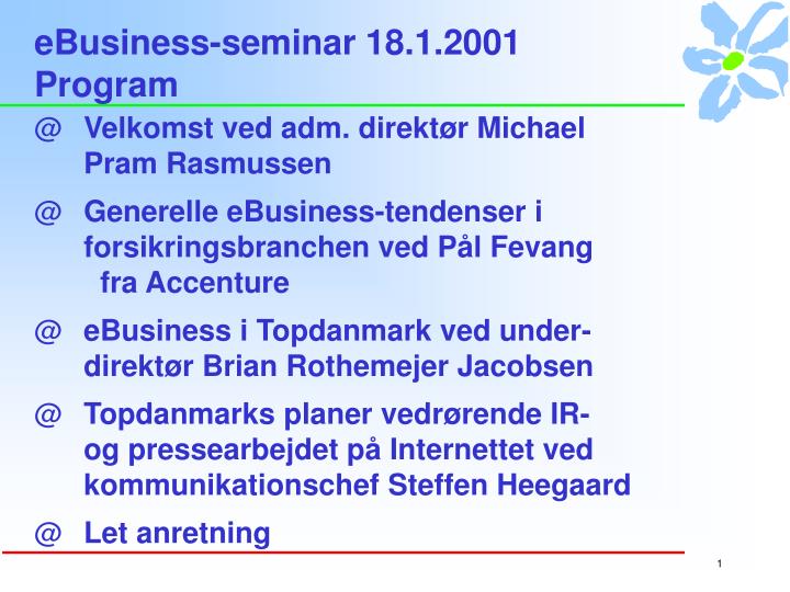 ebusiness seminar 18 1 2001 program