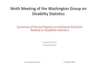 Ninth Meeting of the Washington Group on Disability Statistics