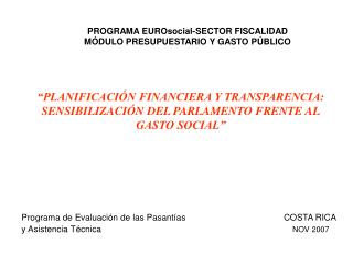 planificaci n financiera y transparencia sensibilizaci n del parlamento frente al gasto social