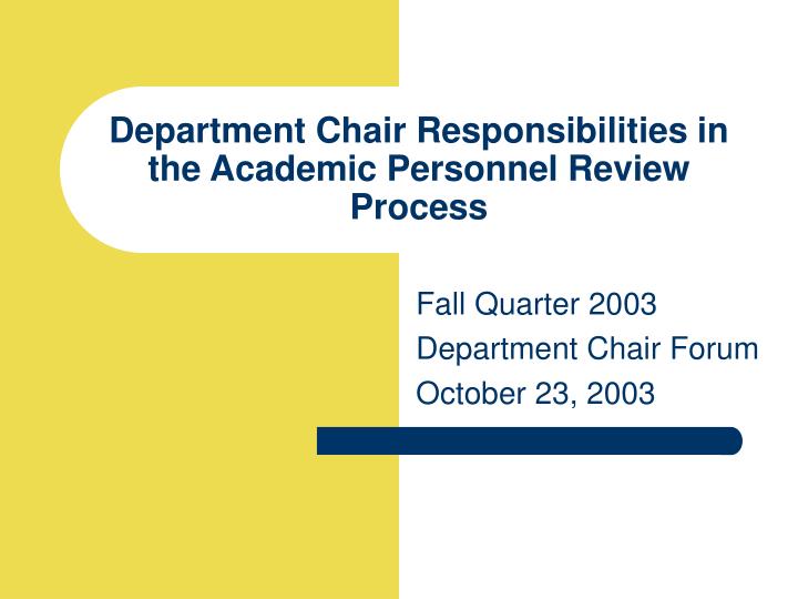 department chair responsibilities in the academic personnel review process