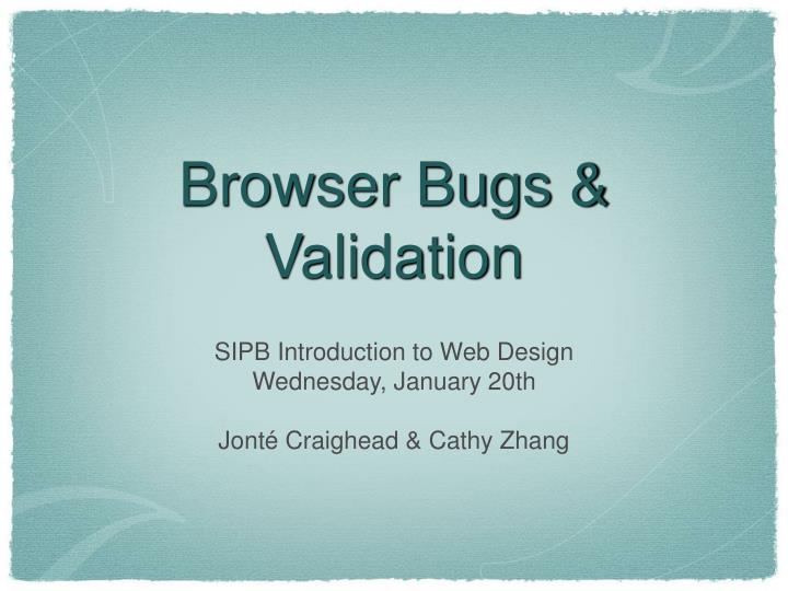 browser bugs validation