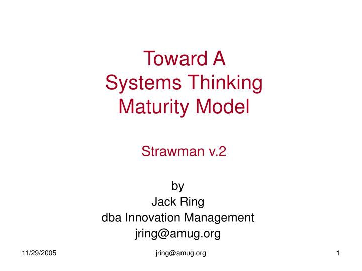 toward a systems thinking maturity model strawman v 2