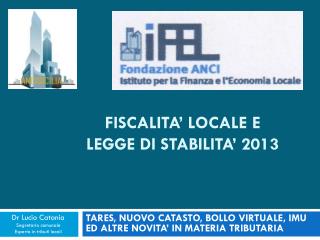 fiscalita locale e legge di stabilita 2013