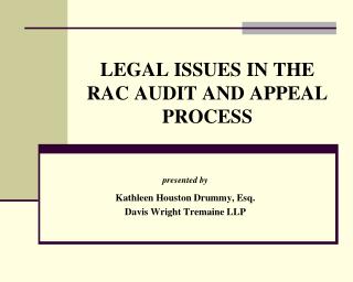 LEGAL ISSUES IN THE RAC AUDIT AND APPEAL PROCESS