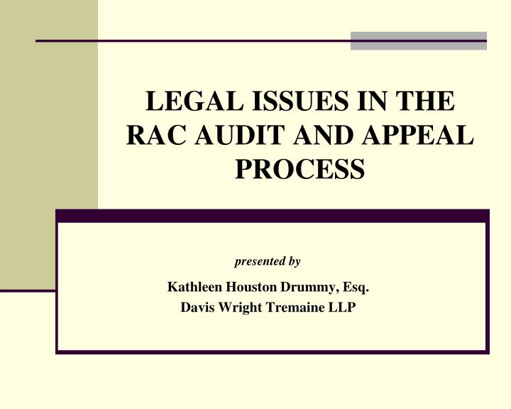 legal issues in the rac audit and appeal process