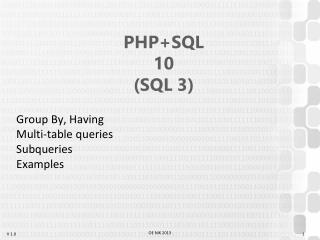 PHP+SQL 10 (SQL 3)