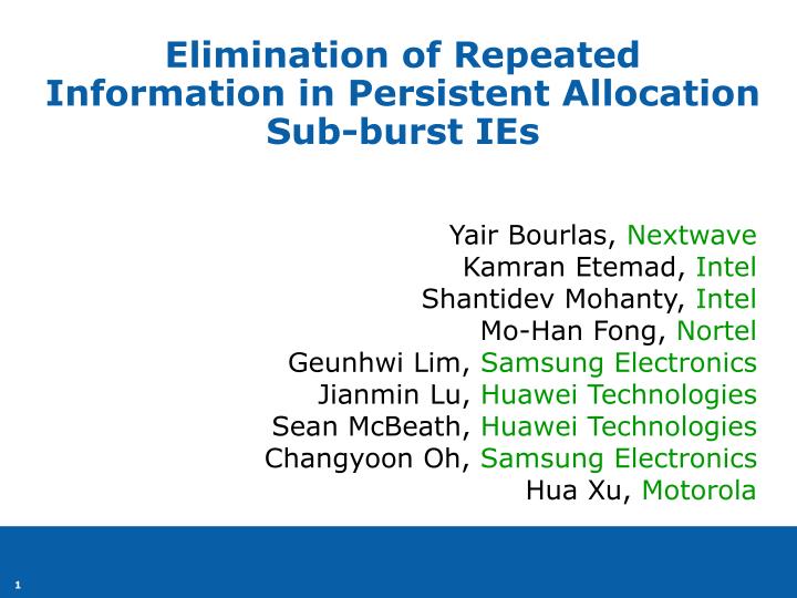 elimination of repeated information in persistent allocation sub burst ies