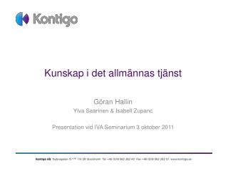 kunskap i det allm nnas tj nst