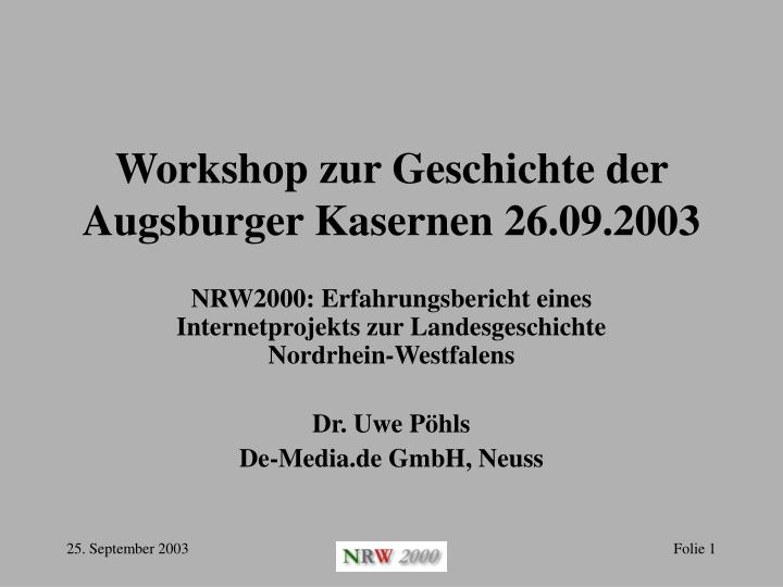 workshop zur geschichte der augsburger kasernen 26 09 2003